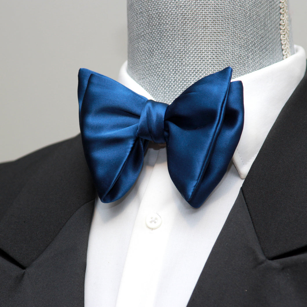 Men's Self-tied Bow Tie Big Butterfly Blue Solid