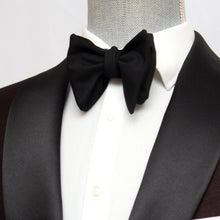 Load image into Gallery viewer, Large Black Wool Bow Tie
