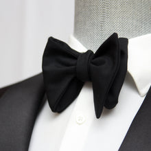 Load image into Gallery viewer, Large Black Wool Bow Tie
