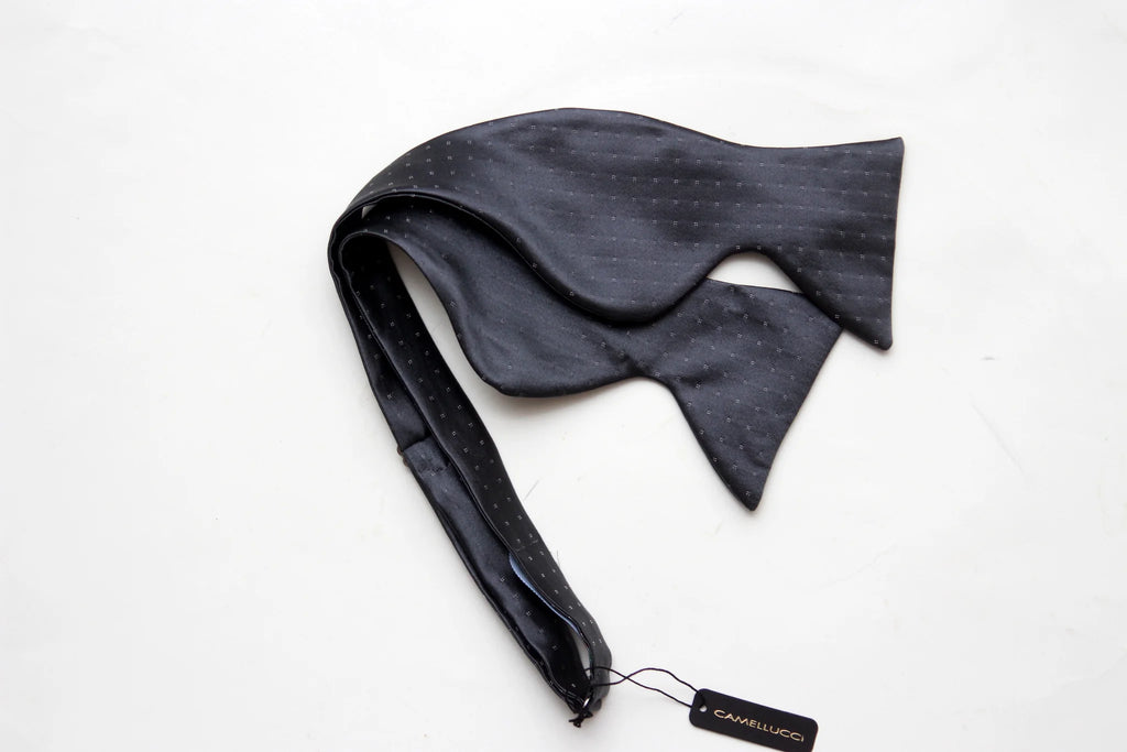 Grey Silver Polka Dot Big Butterfly Bow tie