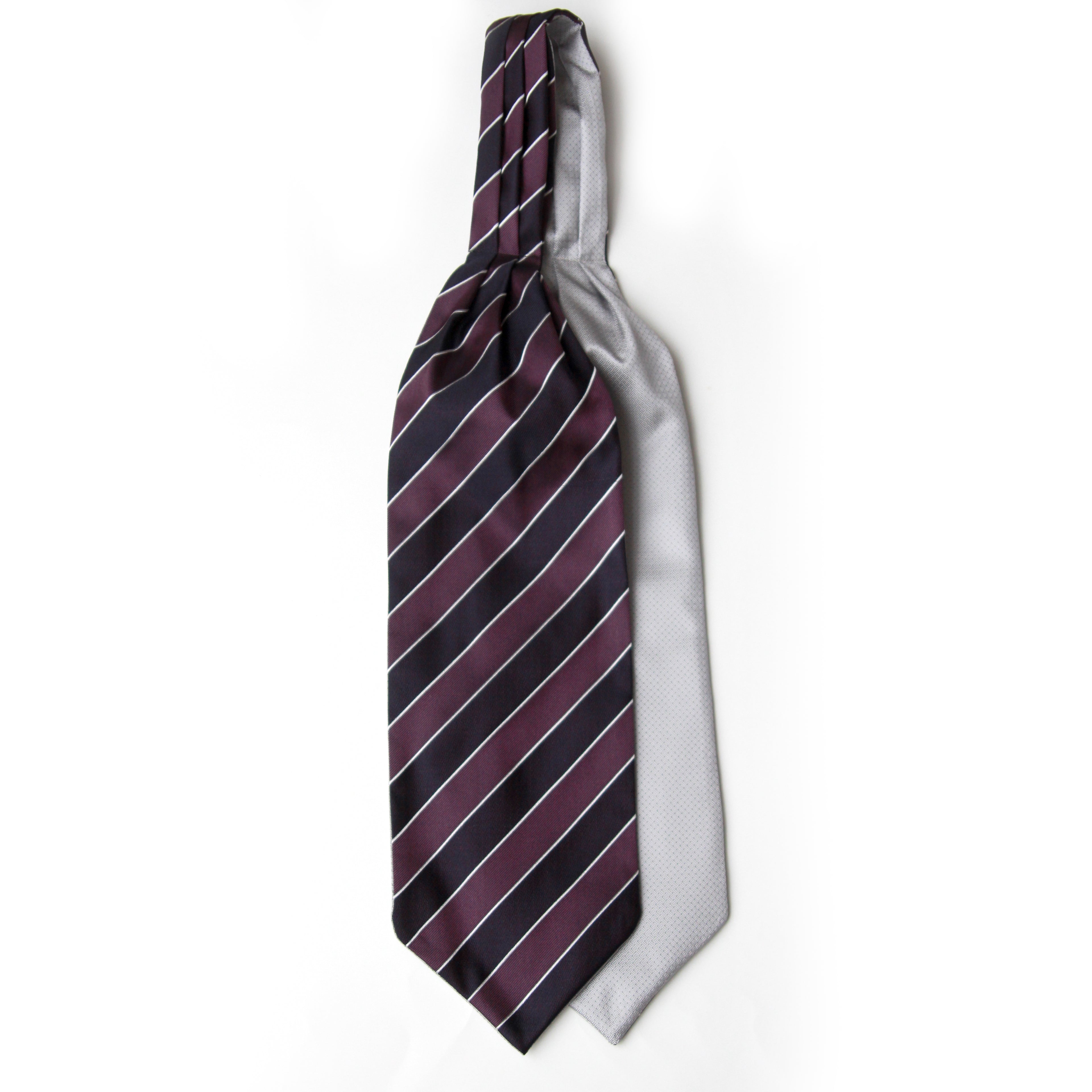 Silk Men's Ascot Grey silver purple lilac striped SKU: A216