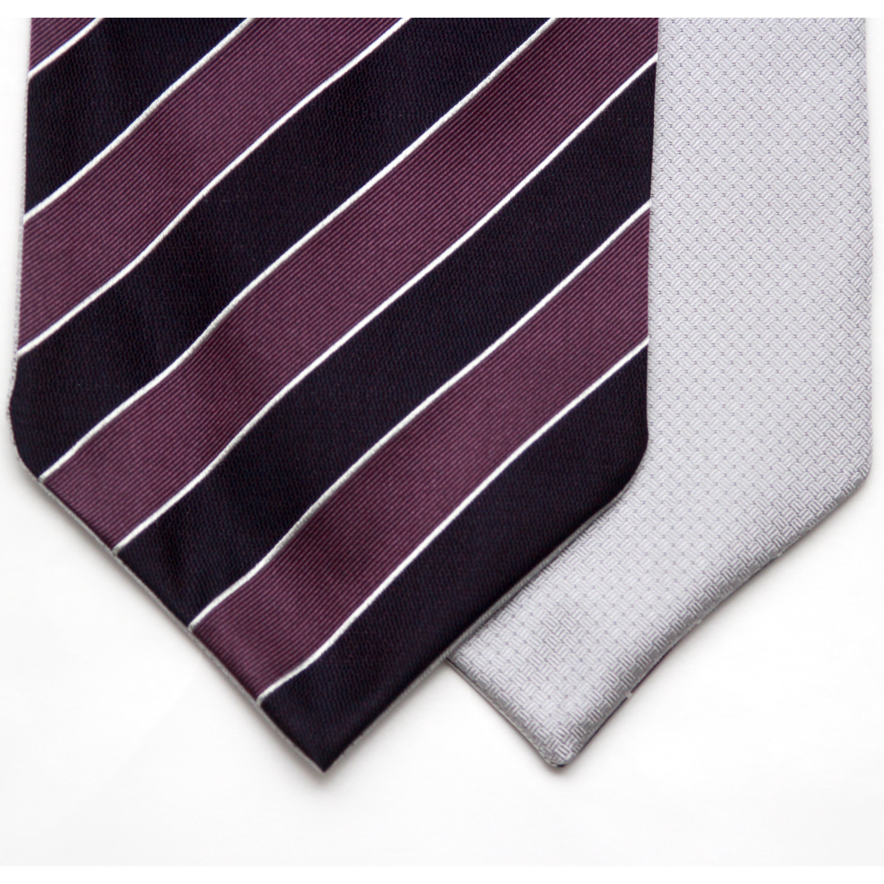 Silk Men's Ascot Grey silver purple lilac striped SKU: A216
