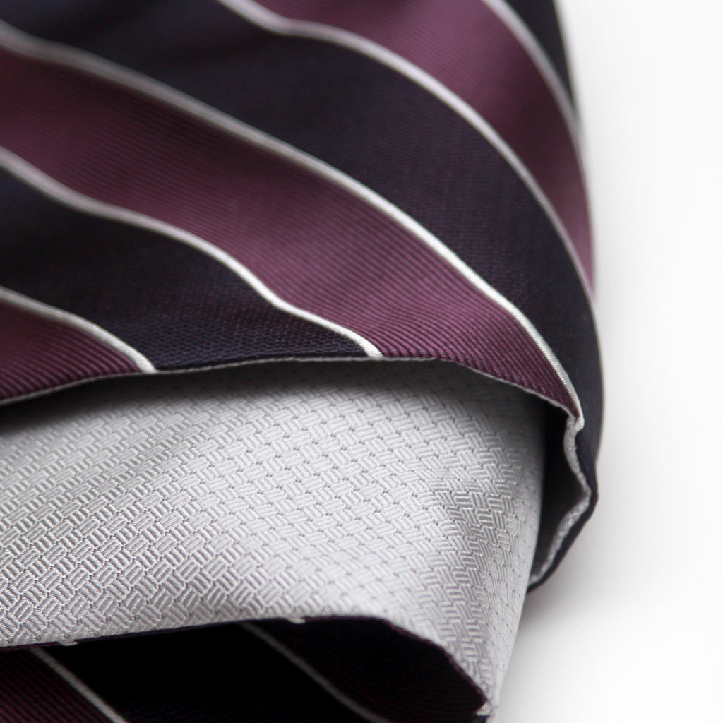 Silk Men's Ascot Grey silver purple lilac striped SKU: A216