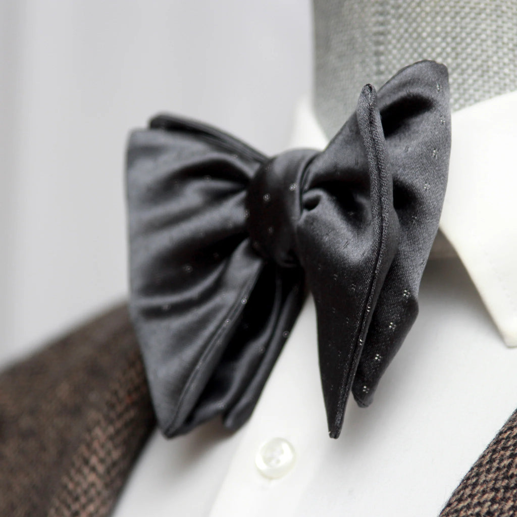 Grey Silver Polka Dot Big Butterfly Bow tie