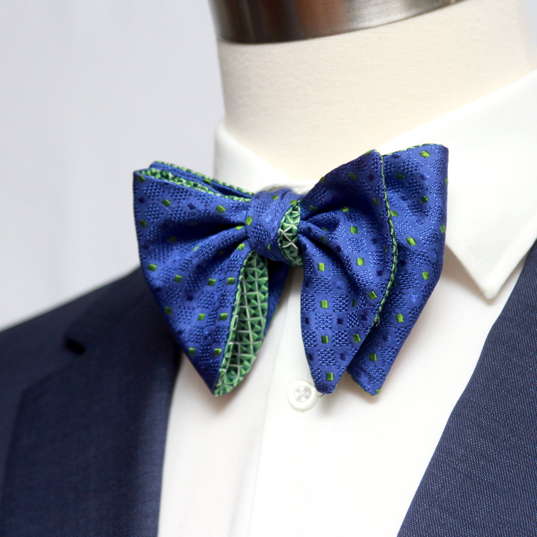 Big Butterfly Green Blue Silk Bow Tie