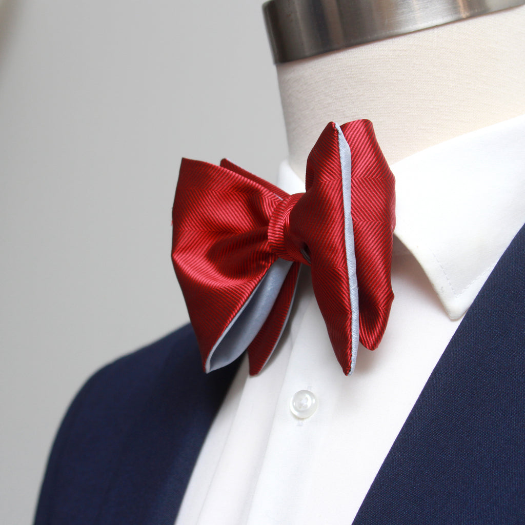 Large Red Blue Reversible Bow Tie
