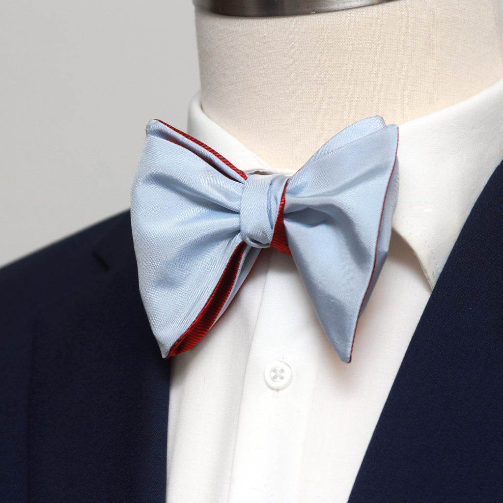 Large Red Blue Reversible Bow Tie