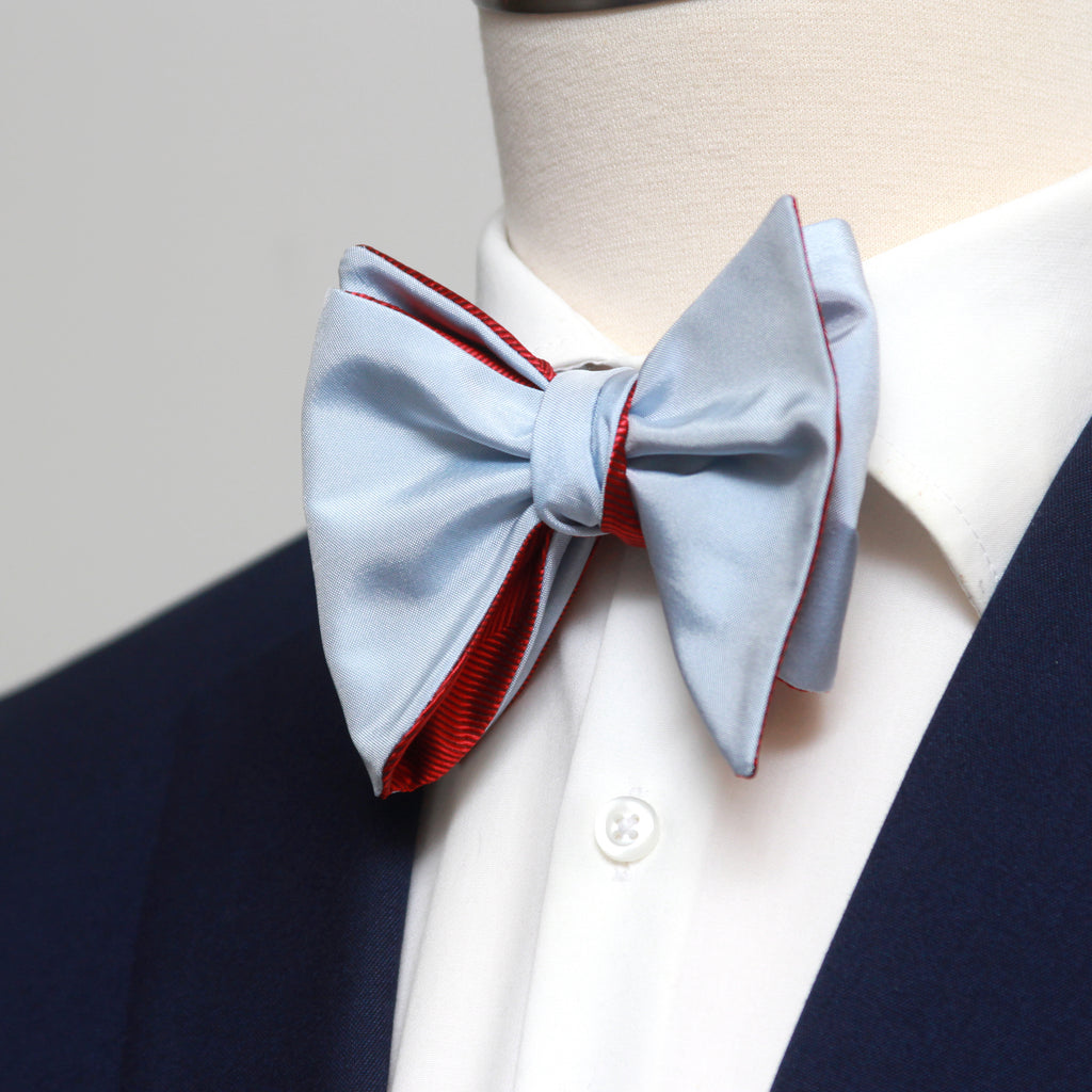 Large Red Blue Reversible Bow Tie