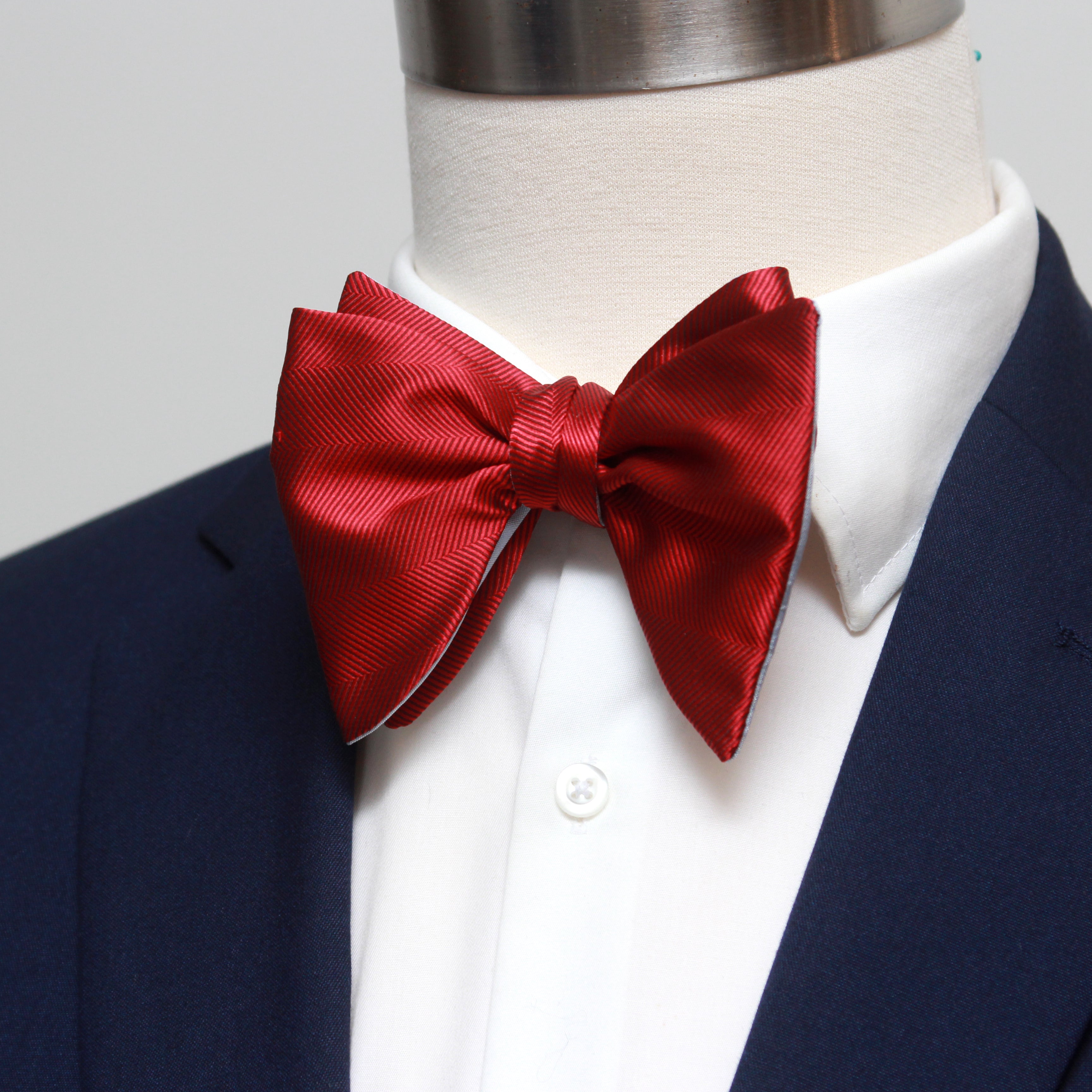 Large Red Blue Reversible Bow Tie