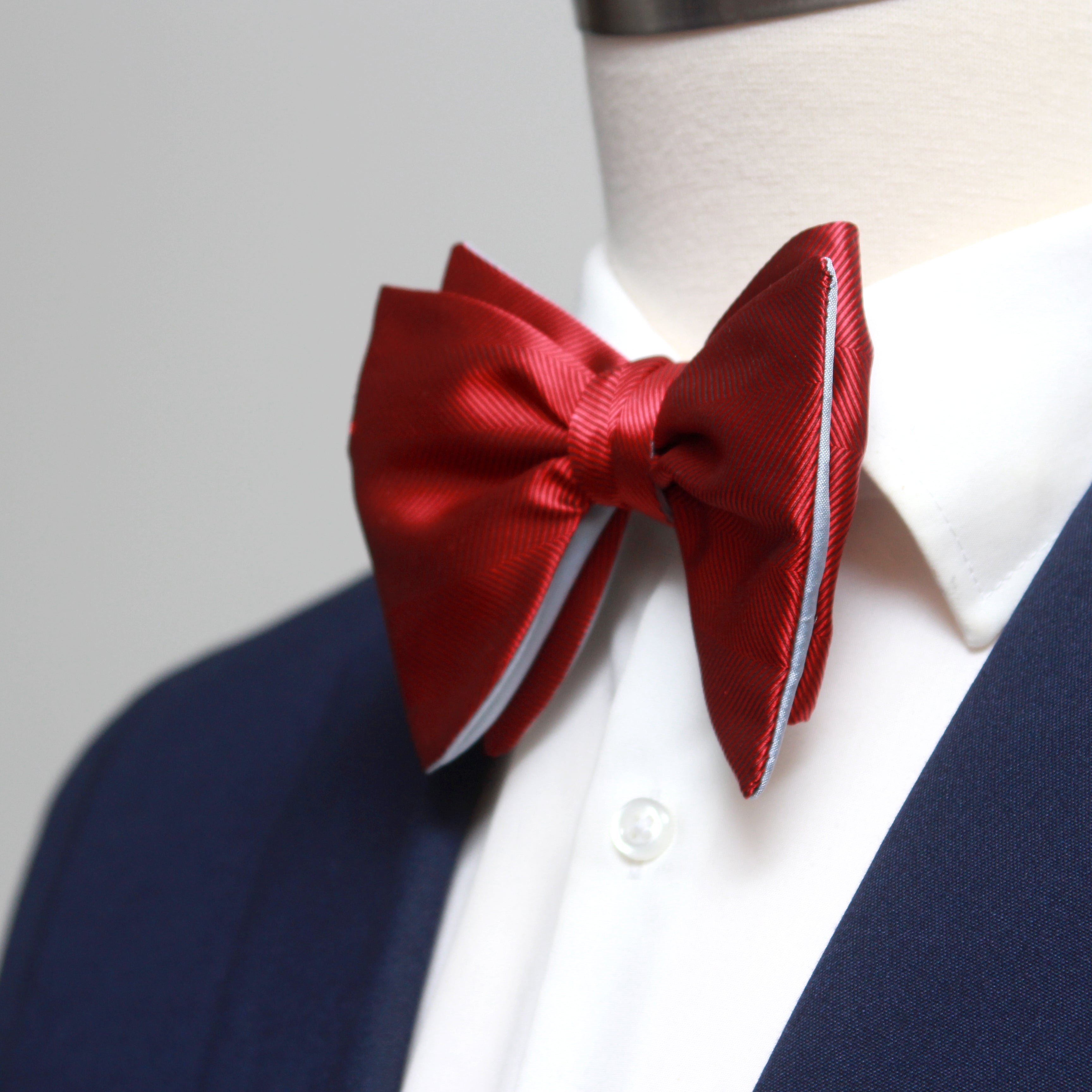 Large Red Blue Reversible Bow Tie