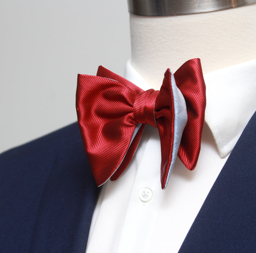 Large Red Blue Reversible Bow Tie