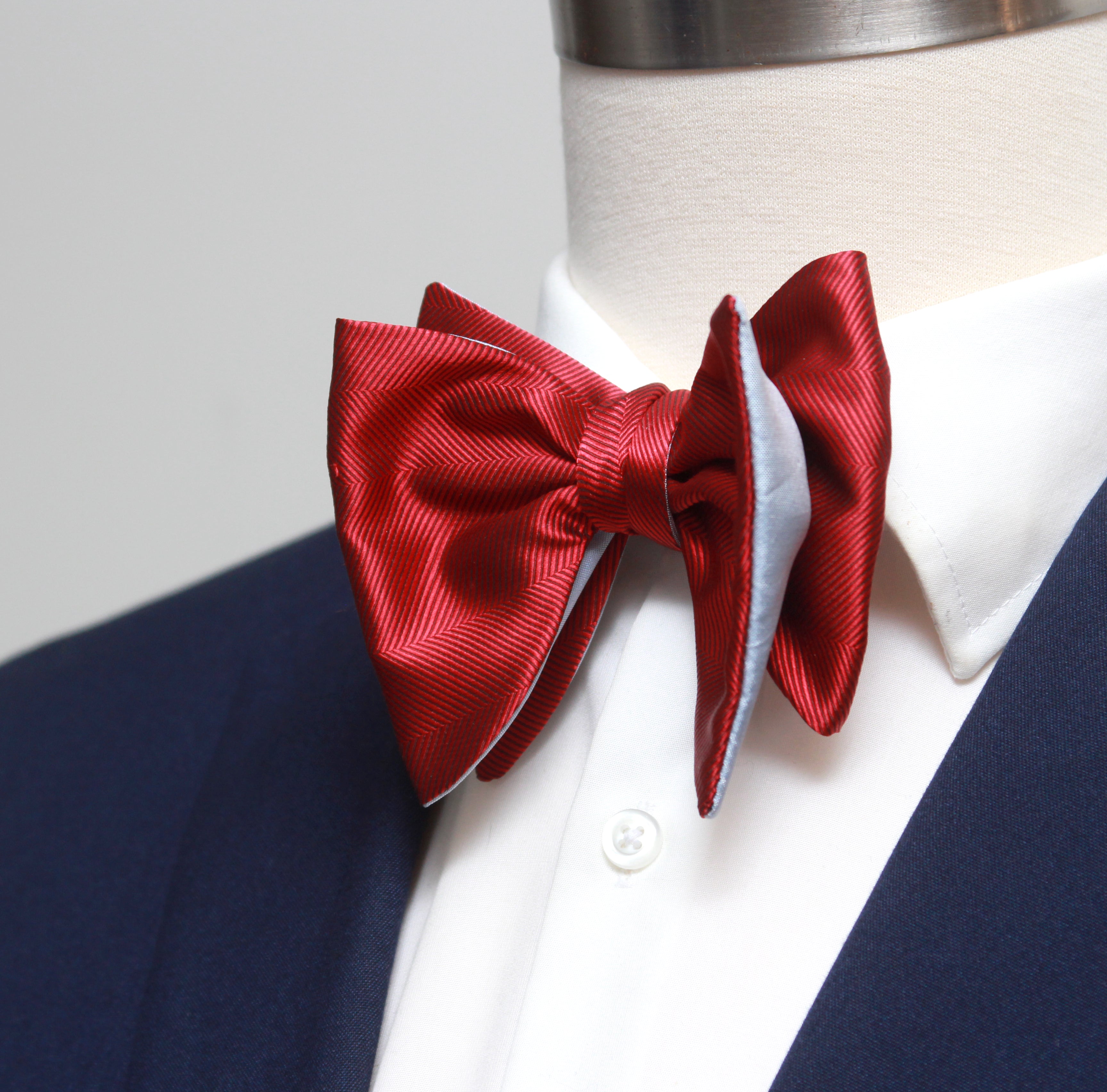 Large Red Blue Reversible Bow Tie