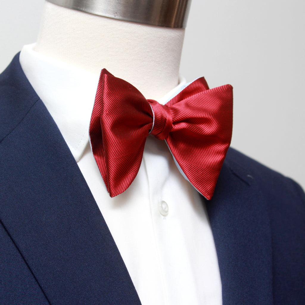 Large Red Blue Reversible Bow Tie