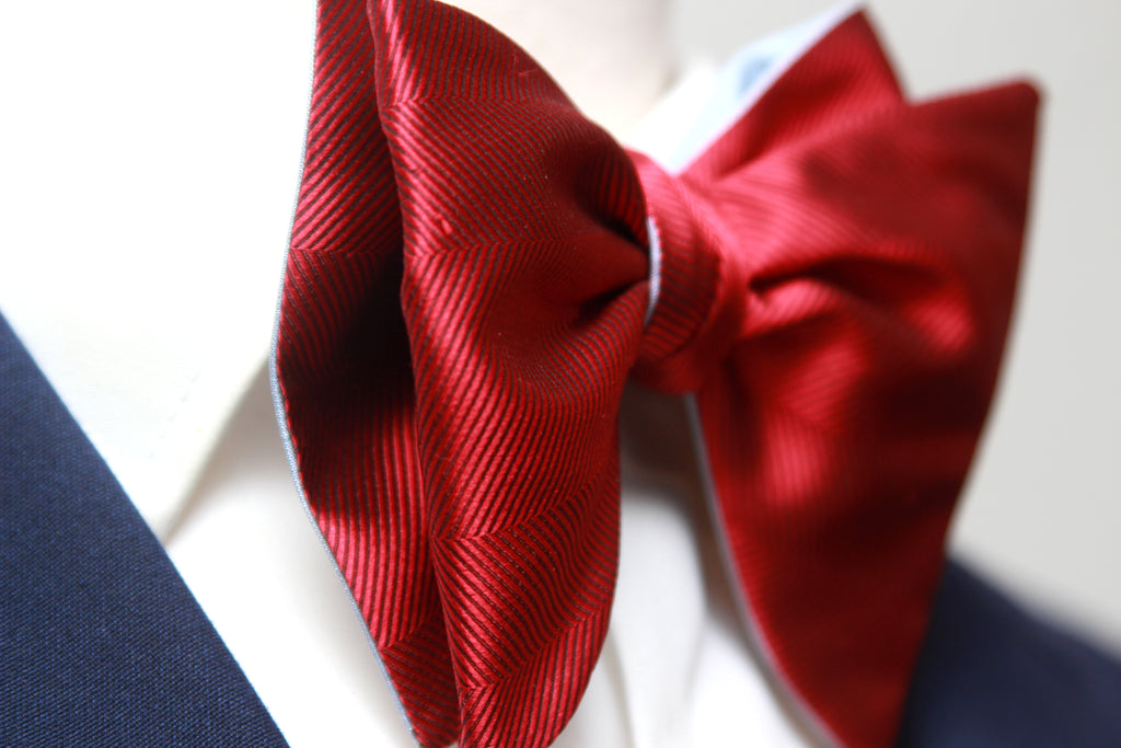 Large Red Blue Reversible Bow Tie