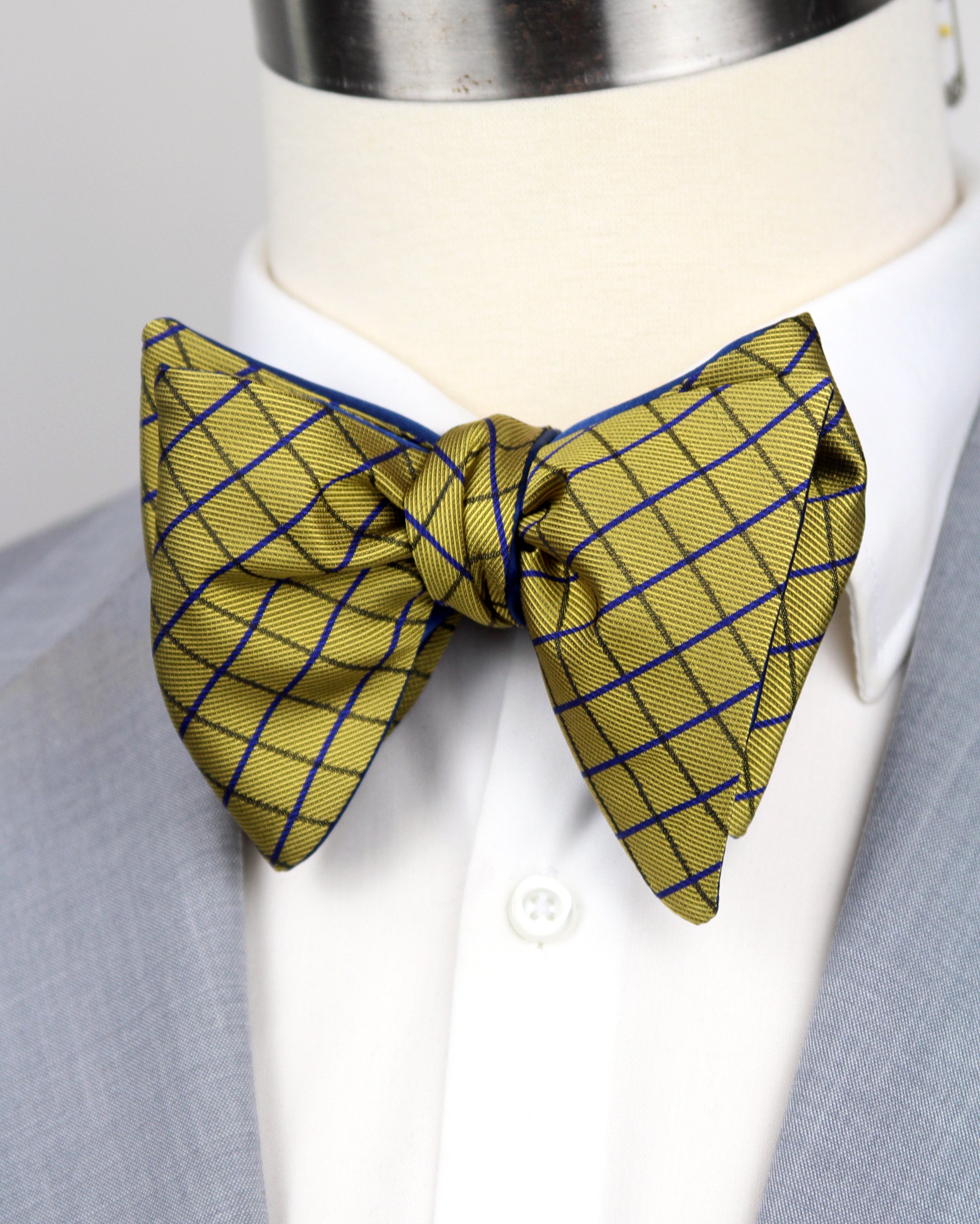 Mustard Blue Big Butterfly Bow tie