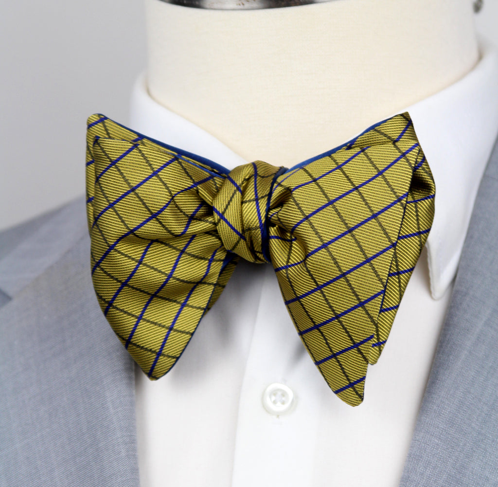 Mustard Blue Big Butterfly Bow tie
