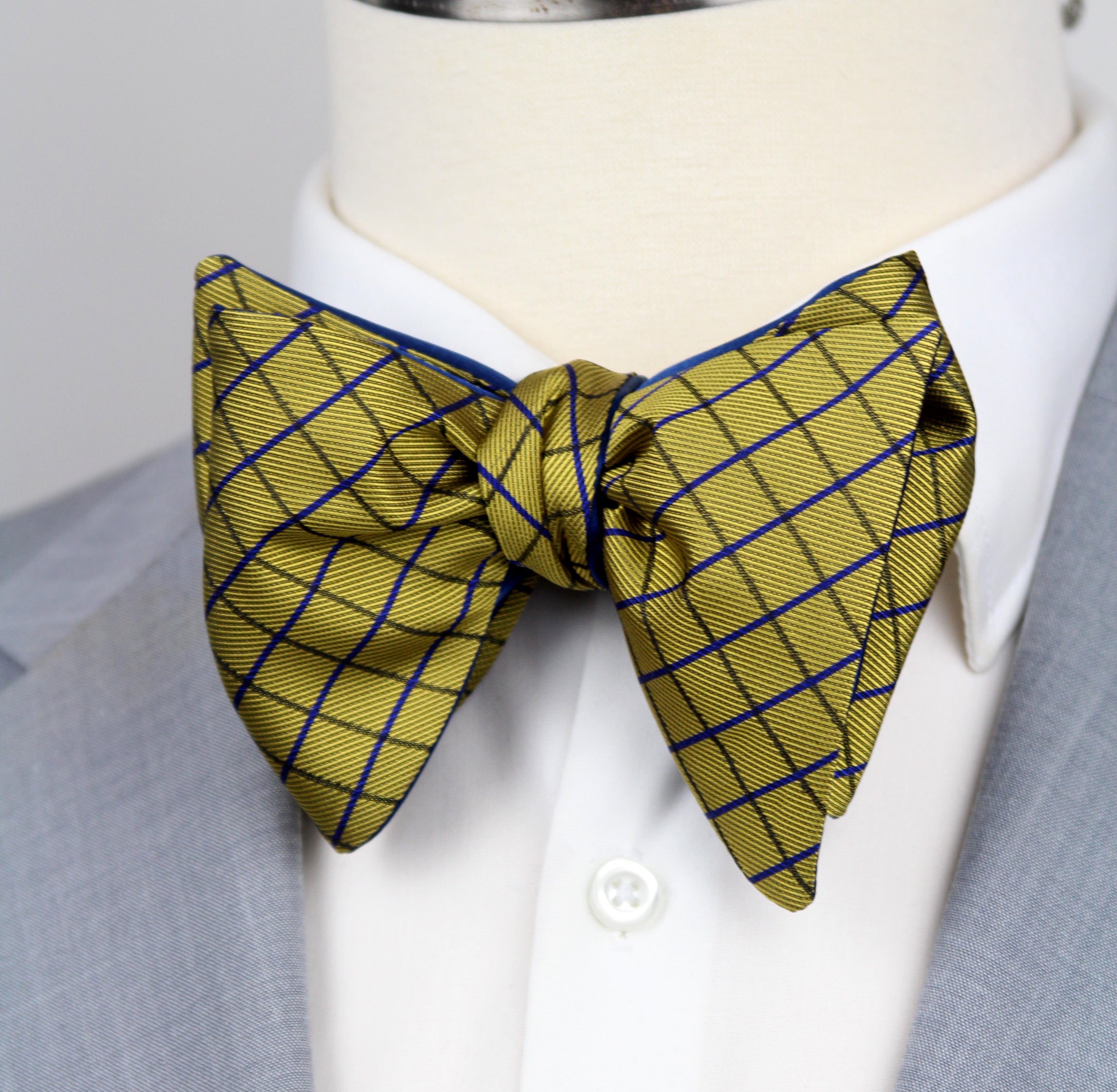Mustard Blue Big Butterfly Bow tie