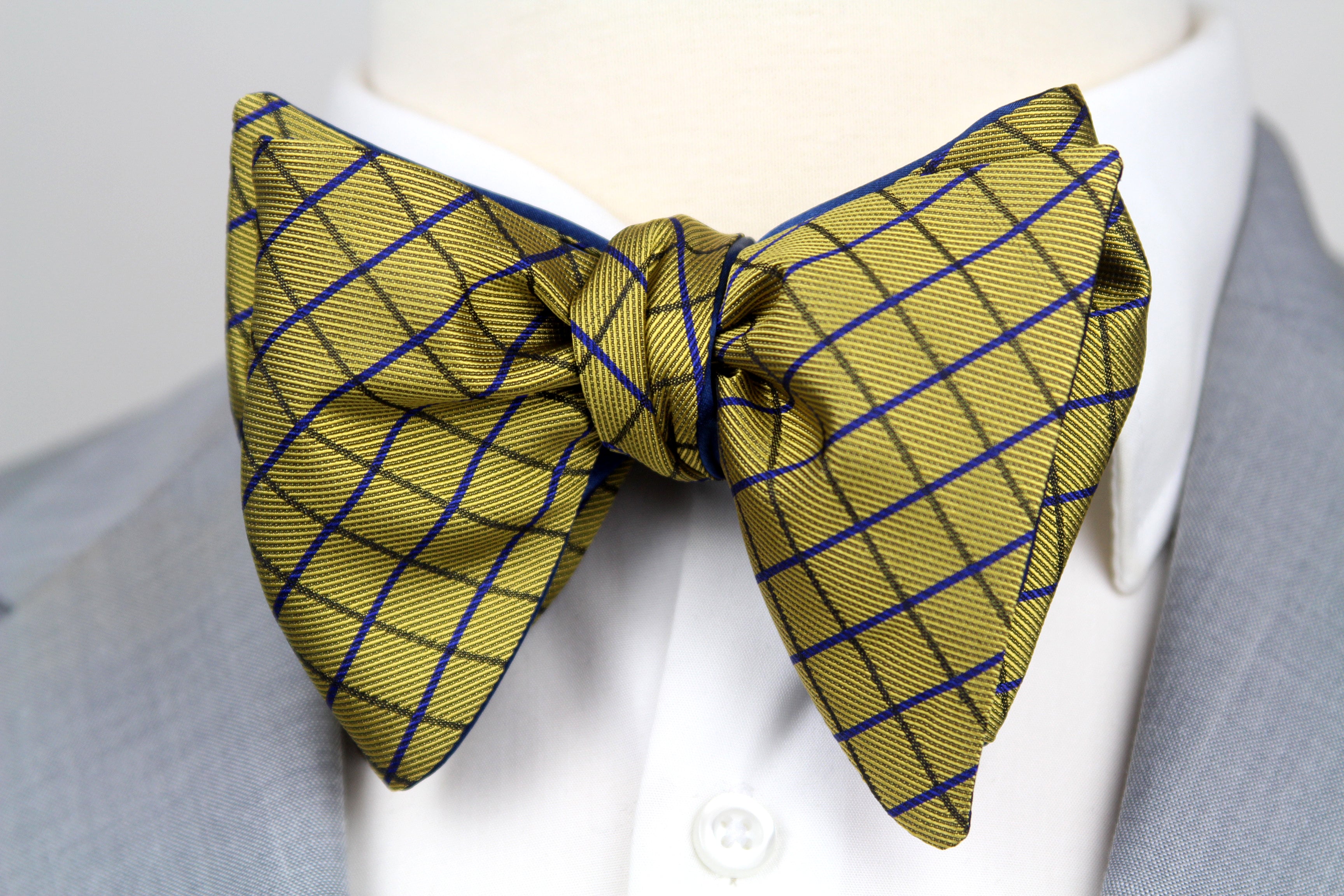Mustard Blue Big Butterfly Bow tie