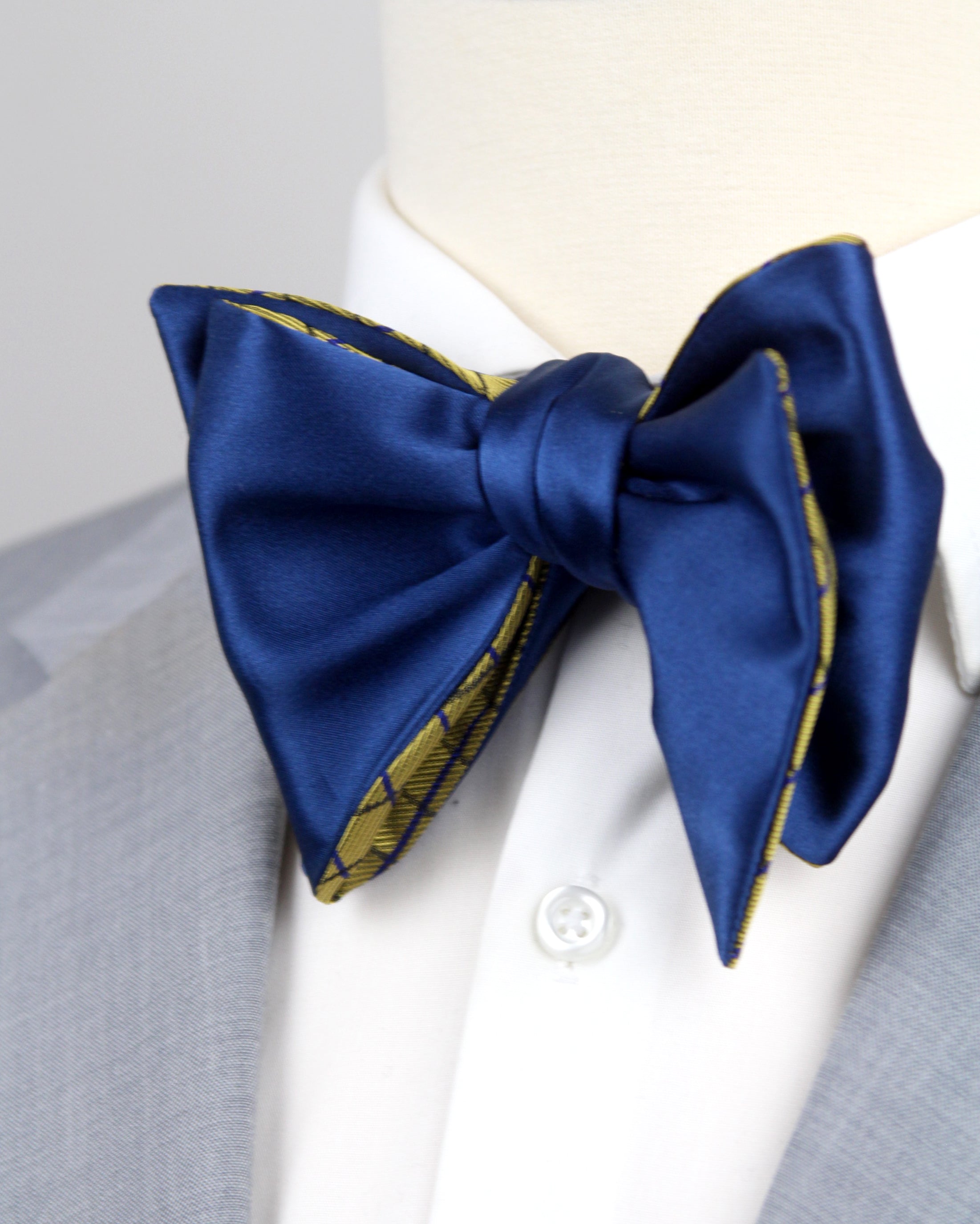 Mustard Blue Big Butterfly Bow tie