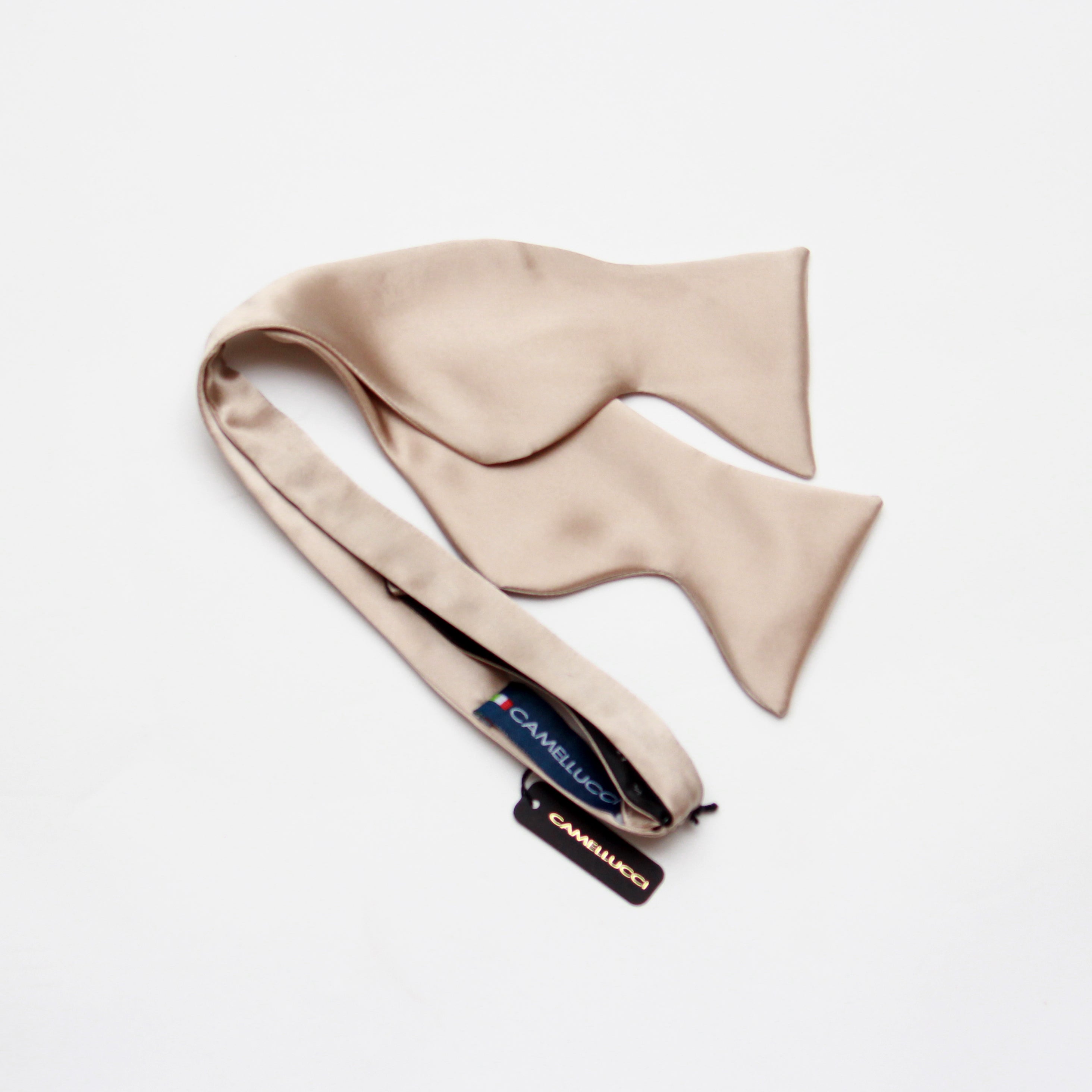 Small Butterfly Beige Silk Bow Tie