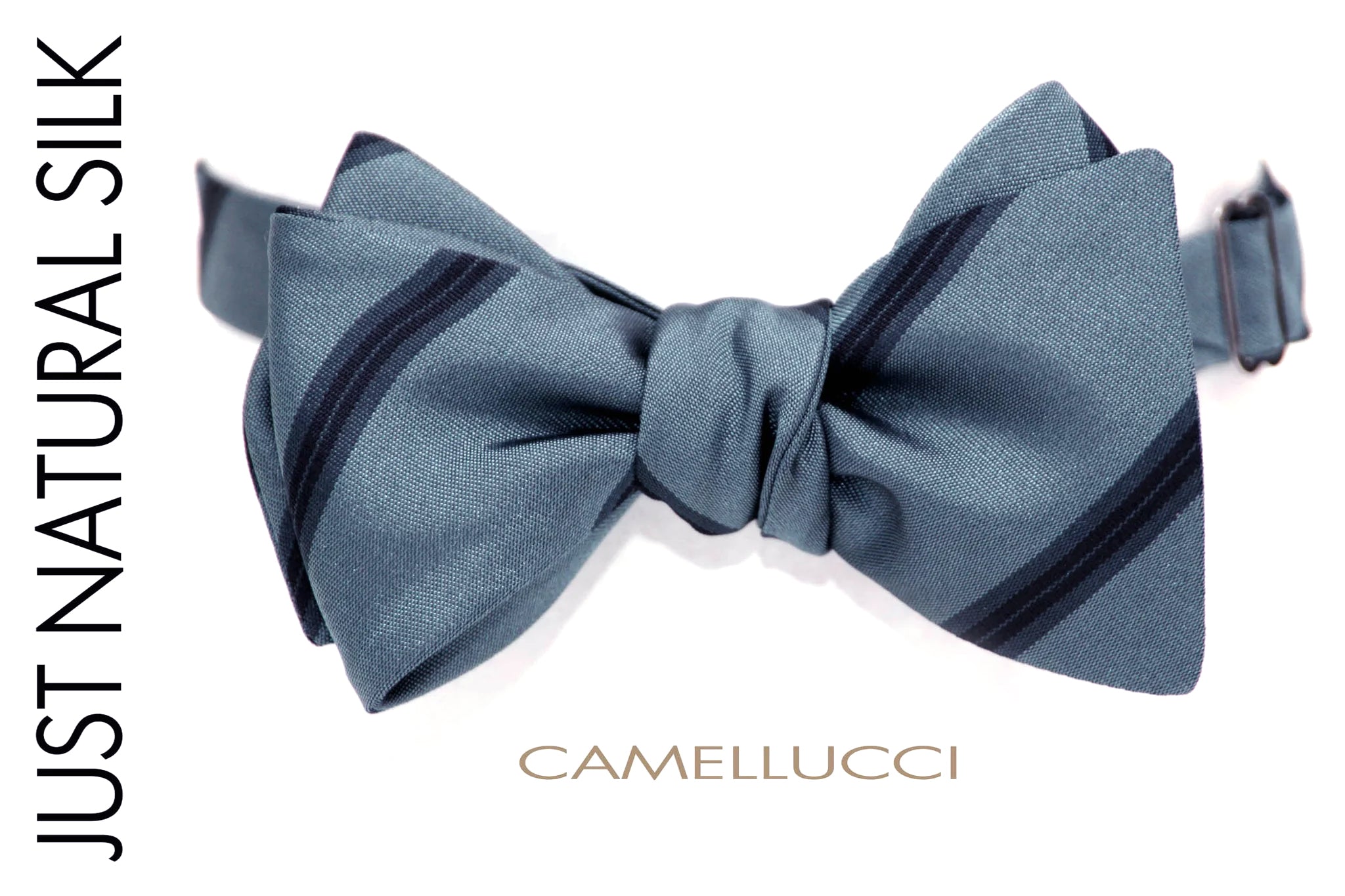 Dusty Blue Stripe Self-Tie Bow Tie