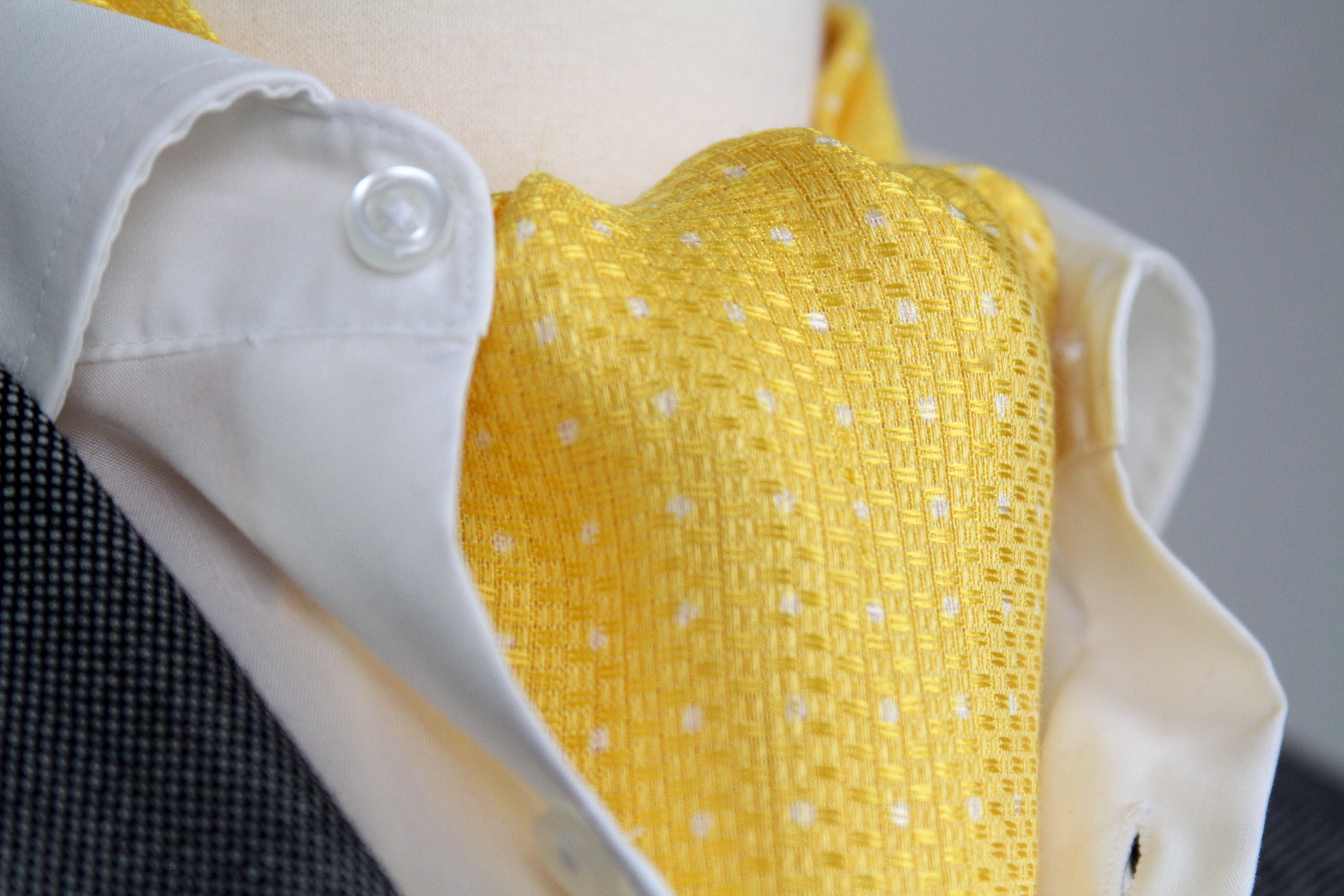Men’s Ascot Cravat Yellow Polka Dot