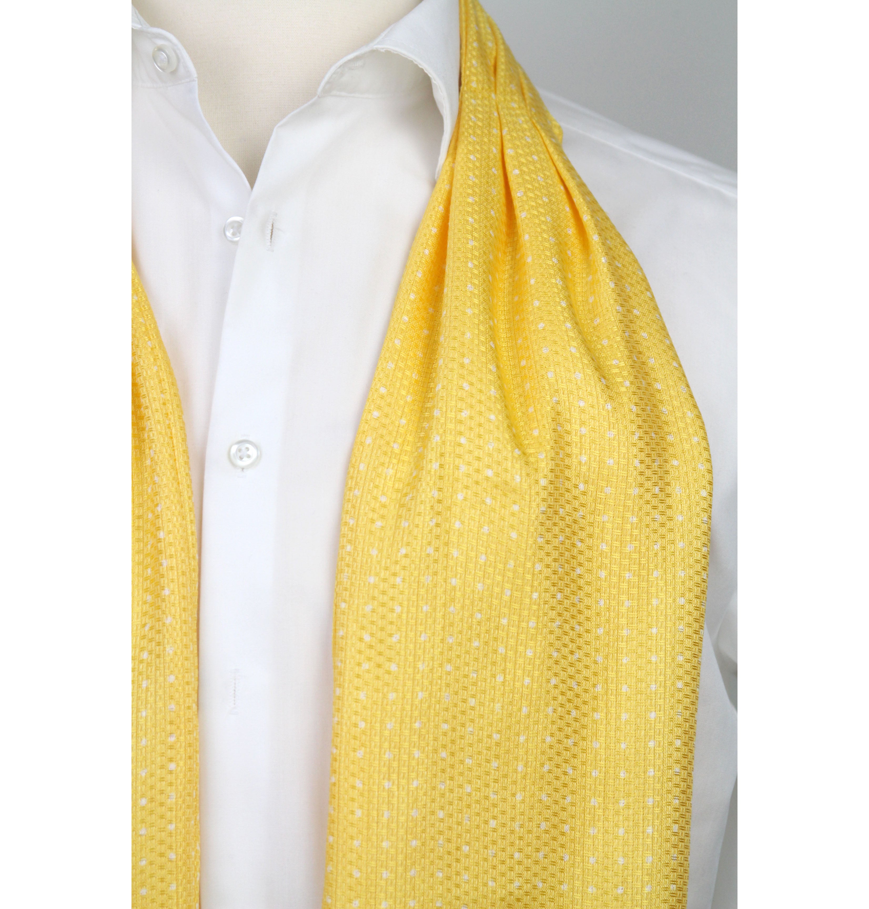 Men’s Ascot Cravat Yellow Polka Dot