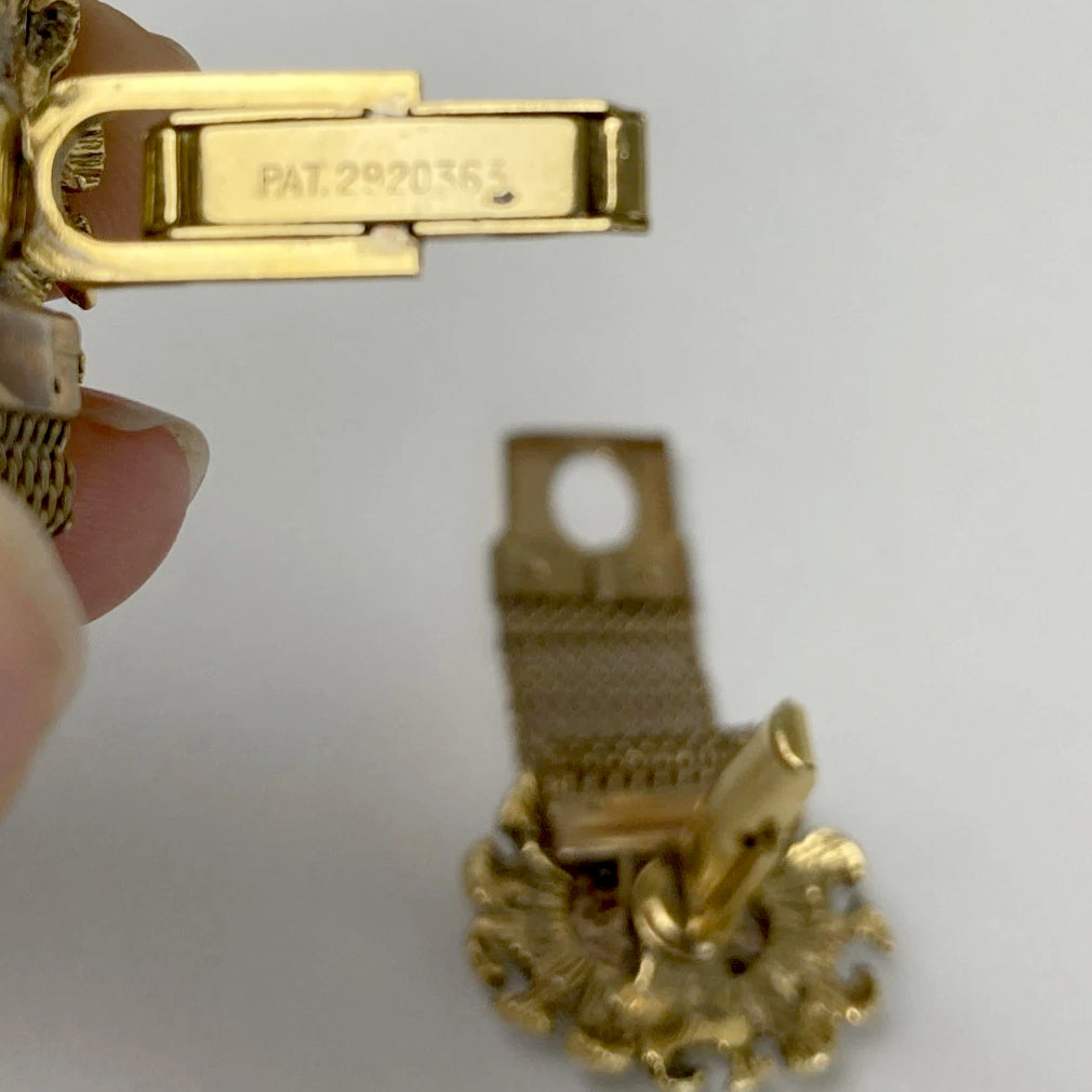 Vintage Mesh Wrap Shirt Gold Cufflinks Pat.2920363 fabric initial B