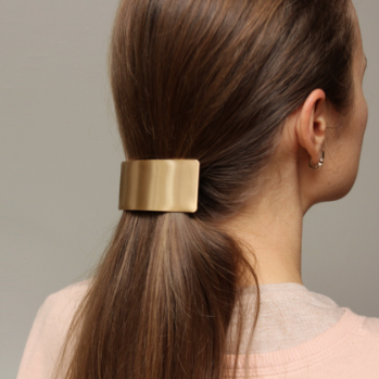 Silver Gold Semicircle Metallic Automatic Barrette