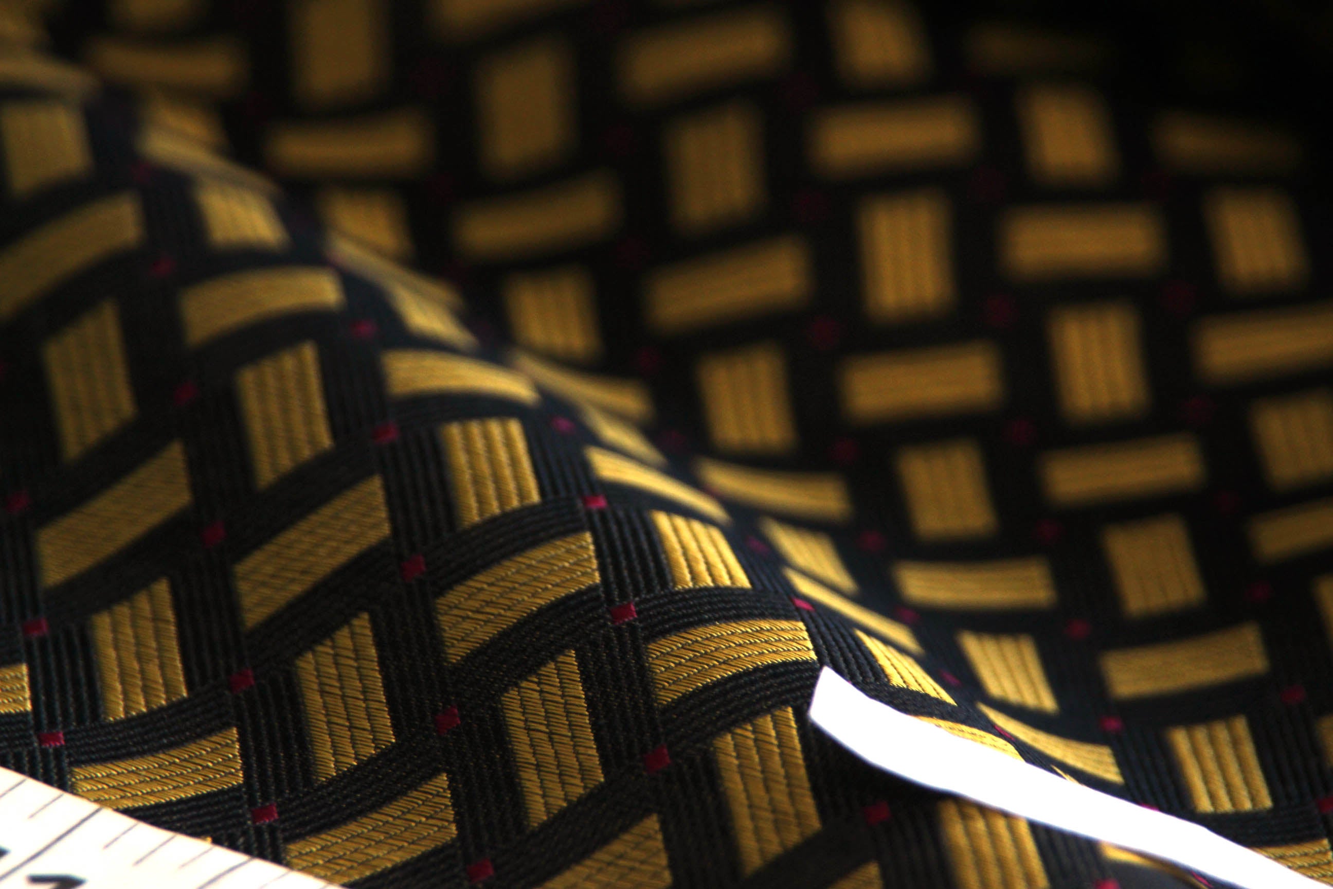 Woven details for Black Gold Ornament Silk Fabric