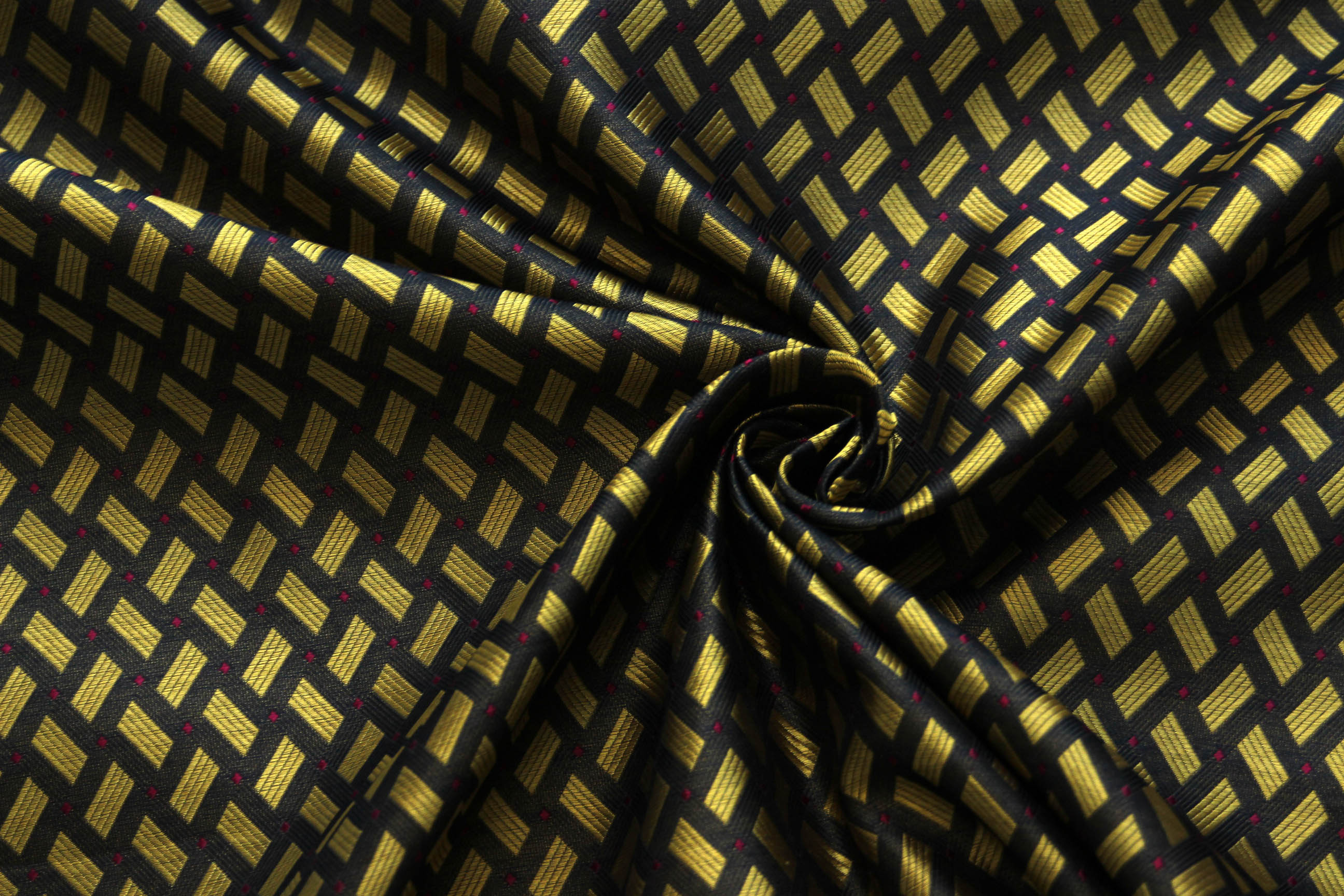 Woven details for Black Gold Ornament Silk Fabric