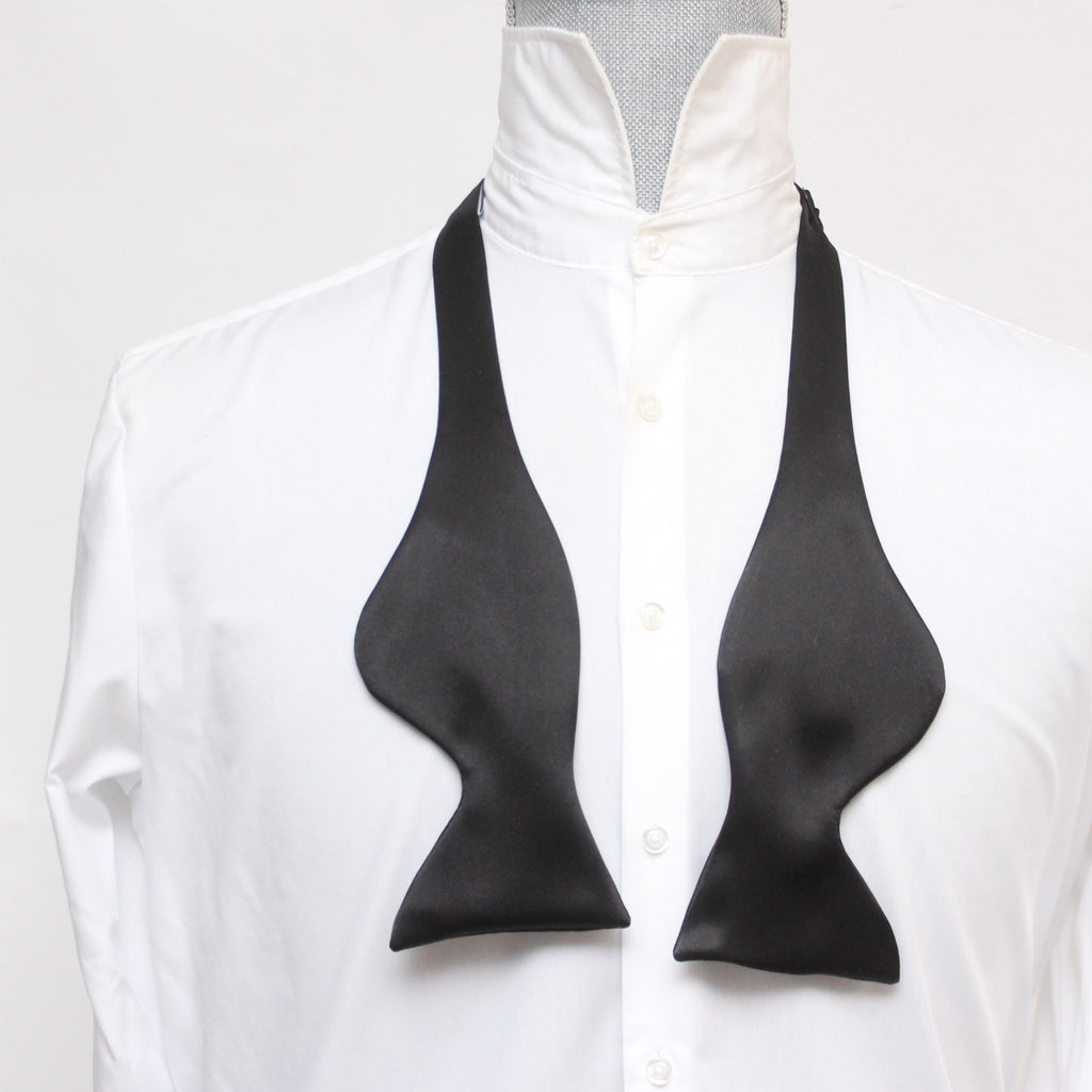 Untied shape of Black Men's Large Silk Bow Tie