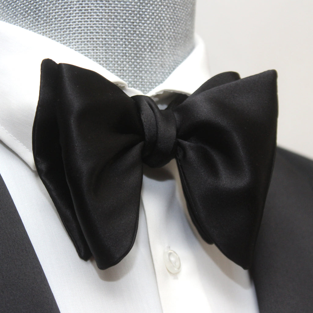 Details Black Men's Large Silk Bow Tie
