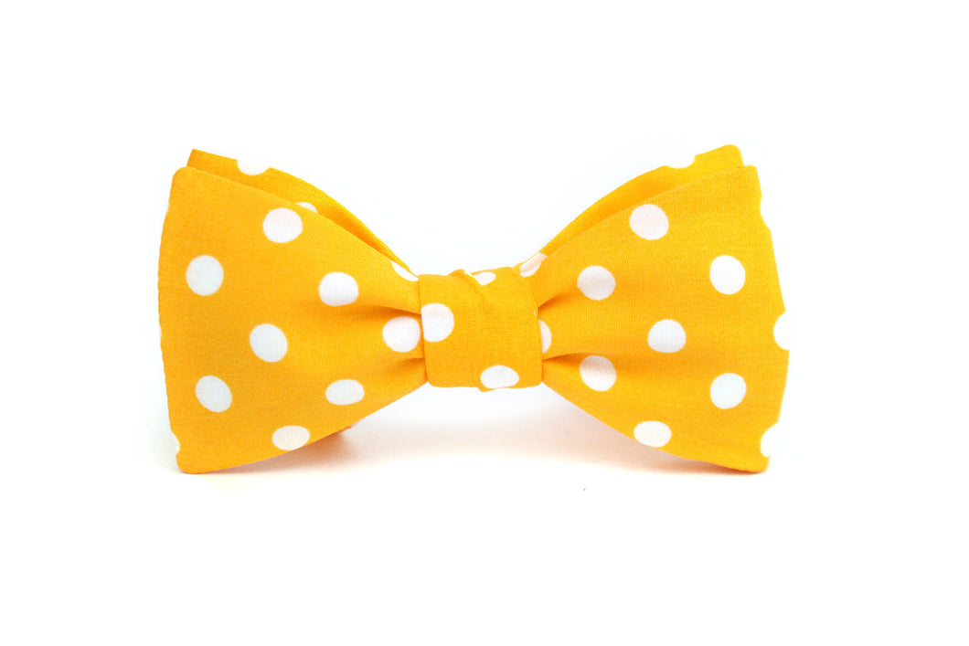 Polka Dot Yellow Self-Tie Bow Tie