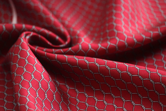 Red Grey Ornament Silk Fabric 22"L x 27"W