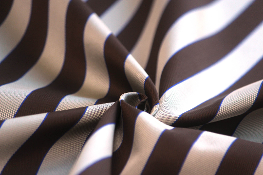 Grey Brown Blue Stripe Silk Fabric