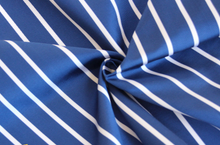 Load image into Gallery viewer, White Royal Blue Stripe Silk Fabric
