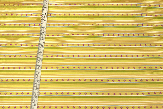 Yellow Pistachio Green Stripe with Purple Embroidery Silk Fabric