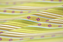 Load image into Gallery viewer, Yellow Pistachio Green Stripe with Purple Embroidery Silk Fabric
