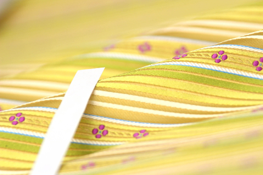 Yellow Pistachio Green Stripe with Purple Embroidery Silk Fabric