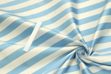 Load image into Gallery viewer, White Blue Stripe Silk Fabric
