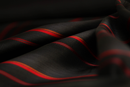 Black Red Stripe Silk Fabric