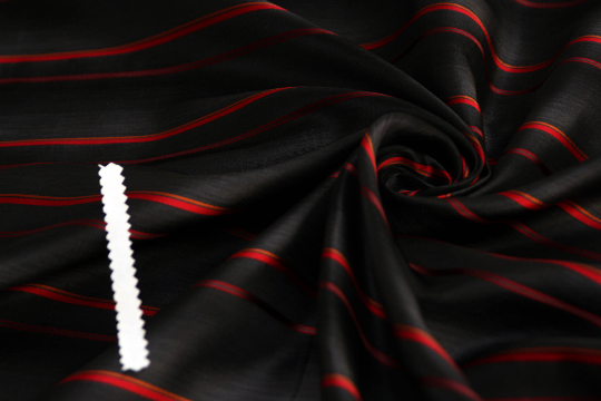 Black Red Stripe Silk Fabric