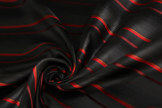 Black Red Stripe Silk Fabric