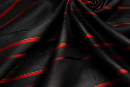 Black Red Stripe Silk Fabric