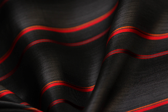 Black Red Stripe Silk Fabric