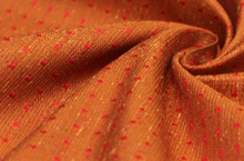 Load image into Gallery viewer, Red Polka Dot on Orange Silk Fabric
