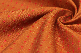 Red Polka Dot on Orange Silk Fabric