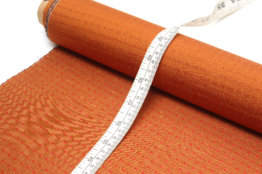 Red Polka Dot on Orange Silk Fabric