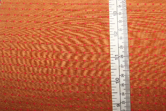 Red Polka Dot on Orange Silk Fabric